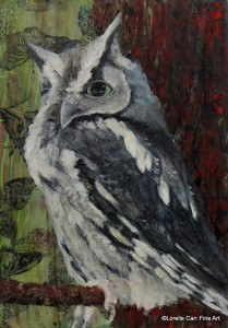 Day 15 Eastern Screech Owl, Acrylic on 5 X 7 Cradle Board, $68.00