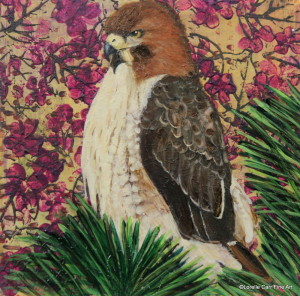 Day 17 Red-Tailed Hawk, Acrylic on 6 X 6 Cradle Board, $68.00
