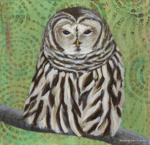 Day 31 - Owl, Acrylic on 8 X 8 Cradle Board, $92.00.