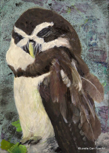 Day 51 - Spectacled Owl, Acrylic on 5 X 7 Cradle Board, $76.00.