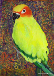 Day 67 - Parrot, Acrylic on a 5 X 7 Cradle Board, $72.00.